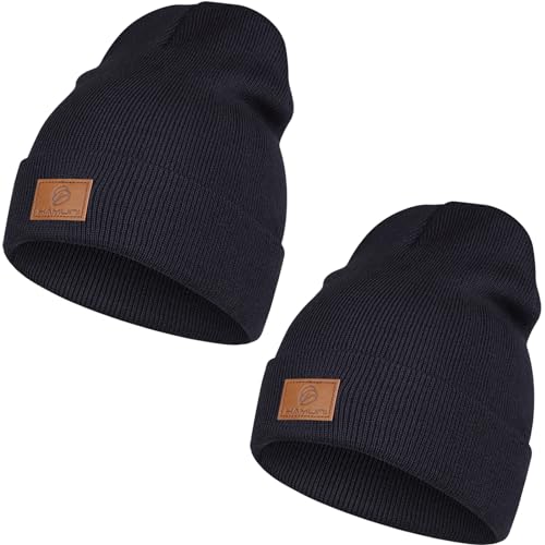 HAMUNI Beanie Mütze für Herren Damen, Klassische Wintermützen Bequem Atmungsaktiv Weich Acryl Beanie Hat Strickmütze Vintage Einfarbig Strick Bündchen Beanies Unisex von HAMUNI