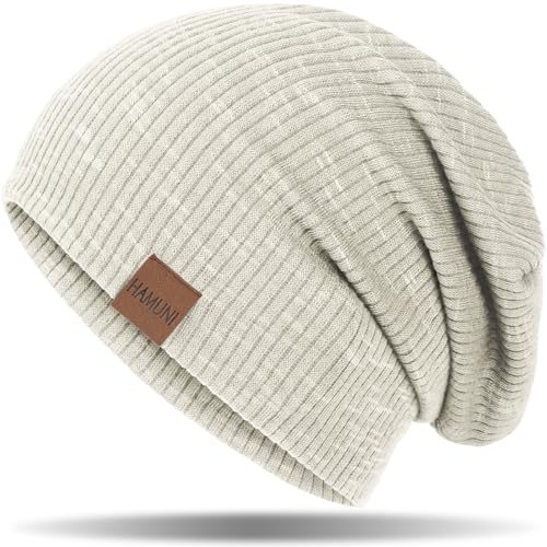 HAMUNI Mütze Damen Slouch Beanie Mütze Herren Elastisch Weich Bequem Jersey Mütze Klassische Mode Longbeanie perfekt für Frühling Herbst und Winter (Hellgrün) von HAMUNI