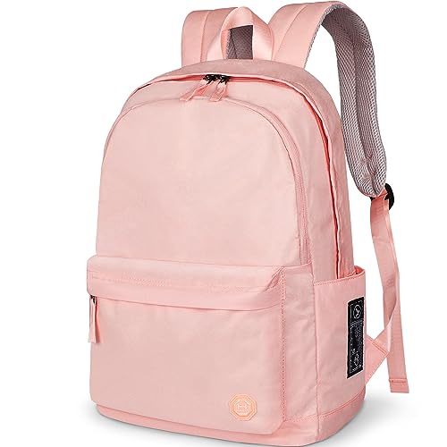 HAMUNI Rucksack Damen Herren, Schulrucksäcke Mädchen Jungen Teenager 15.6 Zoll Laptop Daypack Hochschule Rucksack für Reisen Arbeit Täglicher (Rosa) von HAMUNI