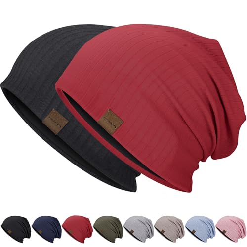 HAMUNI Slouchy Beanie Hip-Hop Weiche Leichte Laufende Beanie Mütze Atmungsaktivität Erwachsene Zwerg Hüte Chemo Cap Schädel Cap für Herren Damen von HAMUNI