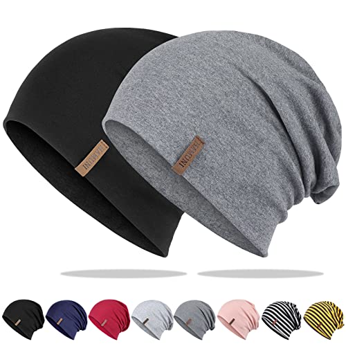 Mütze Damen Herren, Slouch Beanie Mütze, Weich Dünne Mütze aus Baumwolle, Leichte Atmungsaktiv Longbeanie, Jersey Chemo Mütze, Elastisch Laufmütze für Alle Jahreszeiten von HAMUNI