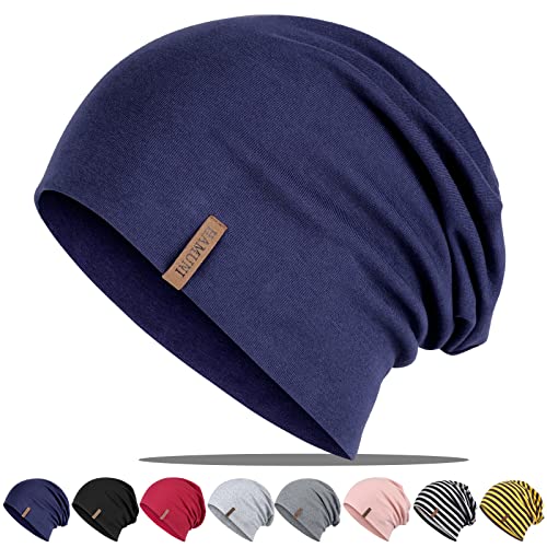 Mütze Damen Herren, Slouch Beanie Mütze, Weich Dünne Mütze aus Baumwolle, Leichte Atmungsaktiv Longbeanie, Jersey Chemo Mütze, Elastisch Laufmütze für Alle Jahreszeiten von HAMUNI