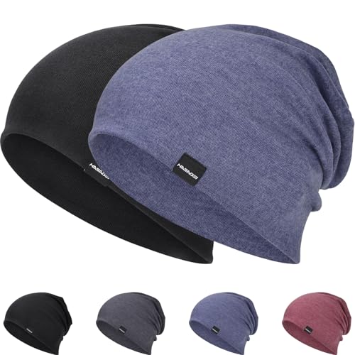 Mütze Herren Damen Leichte Slouch Beanie Mütze Weiche Dünne Mütze Atmungsaktiv Elastisch Longbeanie für Frühling Herbst und Winter von HAMUNI
