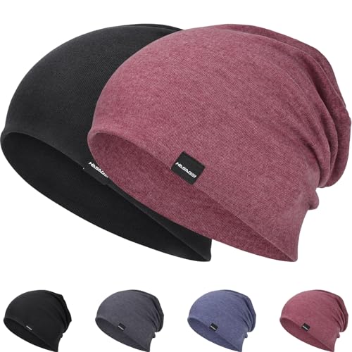 Mütze Herren Damen Leichte Slouch Beanie Mütze Weiche Dünne Mütze Atmungsaktiv Elastisch Longbeanie für Frühling Herbst und Winter von HAMUNI