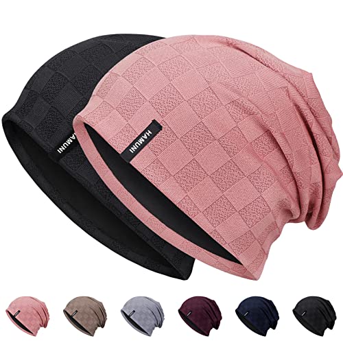 Slouch Beanie Mütze für Herren Damen, Dünne und Leichte Jacquard Jersey Beanies Chemo Kopfbedeckung Mützen Laufmütze Mütze Slouchy Baggy Beanie Unisex Flexible Klassische Winter Sommer Hüte von HAMUNI