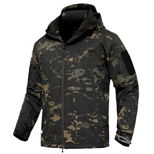 Militärische Winterjacke Herren Armee Taktische Mäntel Soft Shell Fleece Oberbekleidung Camo Jacken Wasserdicht Track Kleidung, Night Camo, XXL von HAN HONG