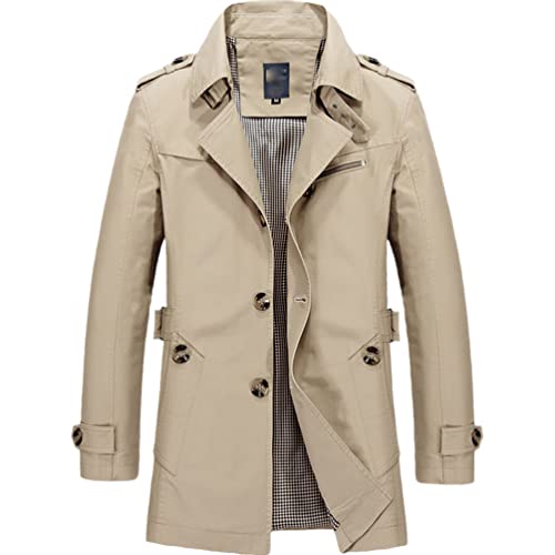 Spring Herren Business Lange Jacke Steppjacke Casual Windbreaker Herren Trenchcoat Herren Mantel, khaki, M von HAN HONG