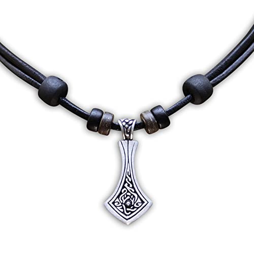 HANA LIMA Halskette Lederkette Herren Damen Metallanhänger Wikingerschmuck von HANA LIMA