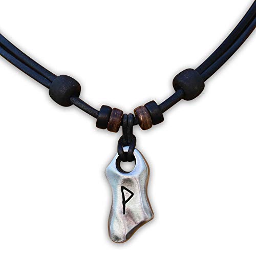 HANA LIMA Halskette Wunjo Rune Herren Damen Lederkette Keltenschmuck Wikingerschmuck von HANA LIMA