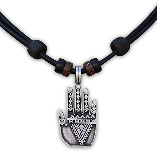 HANA LIMA Lederkette Hand der Fatima Khamsa Hamsa Lederhalskette Halskette Herren Damen von HANA LIMA