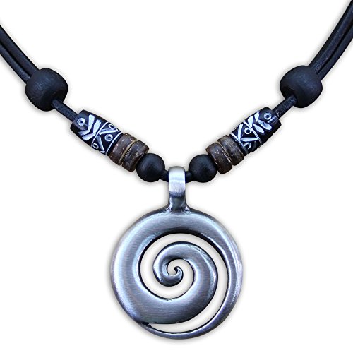 HANA LIMA Surferkette Koru Anhänger Metallanhänger Halskette Herren Damen Lederkette Surferhalskette von HANA LIMA