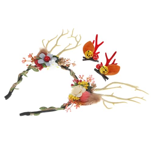 HANABASS 1 Satz Rentier Geweih Stirnband mit Haarklammern Dekoratives Zubehör für Weihnachten Halloween Cosplay und Partys mit Kreativem Flair von HANABASS