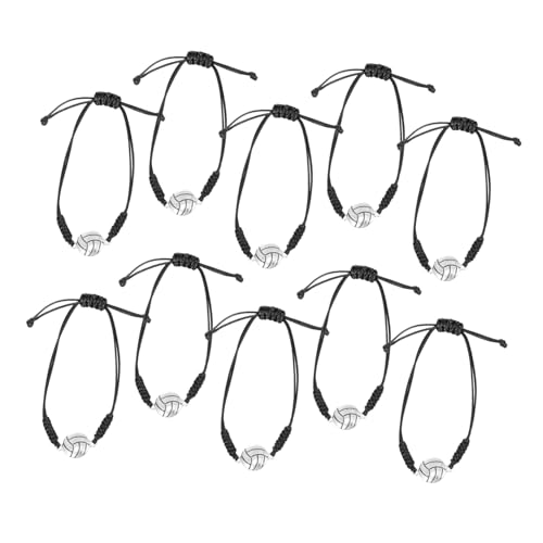 HANABASS 10 Stück Volleyball Armbänder Geflochtene Schmuckseile Verstellbare Sportarmbänder für Frauen Teenager Spieler Motivation Geschenk von HANABASS