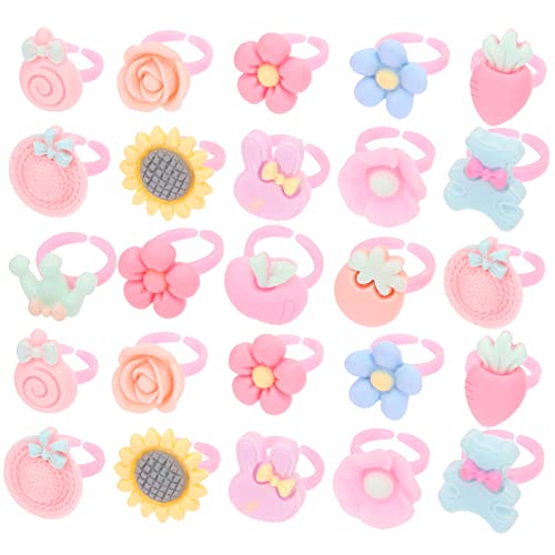 HANABASS 100Stücke Schmuck Ringe Verstellbare Blumenringe für Dress Up Partys und Langlebiges Harz und Kunststoffmaterial von HANABASS