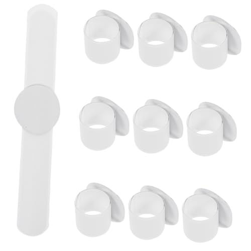 HANABASS 10Stücke Weiße Slap Armbänder für DIY Bastelprojekte für Perlenwickeln und Kreative Anlässe aus Leichtem und Hautfreundlichem Material von HANABASS