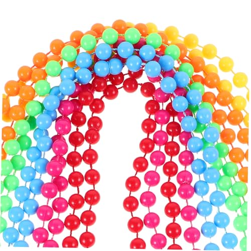 HANABASS 12 Stück Teiliges Neon Kunststoff Perlenkette Farben Retro Masquerade Party Schmuck Karneval Accessoire Robust Langlebig Auffällig für Damen Herren Feierlichkeiten von HANABASS