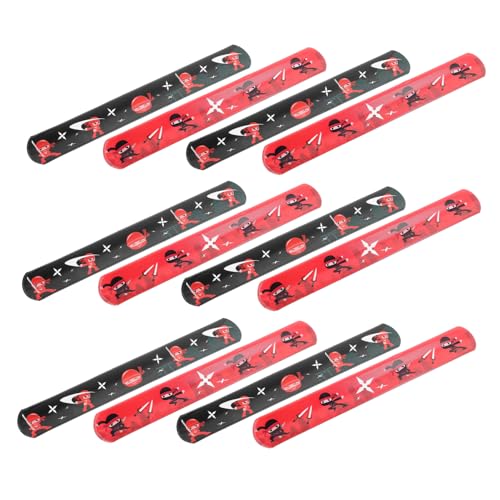 HANABASS 12 Stück Teiliges Ninja Slap Armband für Bunte Party Mitgebsel Robuste Schnapparmbänder mit Klaren Mustern als Geburtstagsgeschenk und Dekoration für Jungen und Mädchen von HANABASS