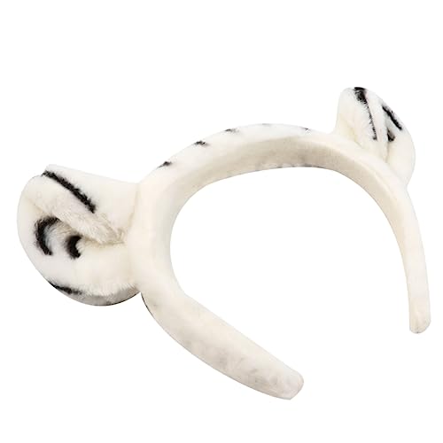 HANABASS 1Stück Plüsch Haarreif mit Tigerohren für Attraktives und Bequemes Tier Haarband Weiß Kopfbedeckung für Rollenspiele und Festliche Anlässe von HANABASS