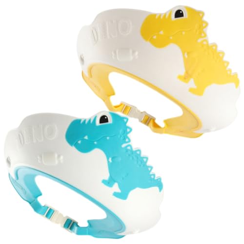 HANABASS 2 Stück Dinosaurier Duschhaube Wasserdichte Haarwaschkappe für Schützt Augen und Ohren Beim Baden für Kleinkinder und Junge Mädchen von HANABASS