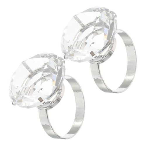HANABASS 2 Stück Große Diamantring-Requisiten Verlobungsring mit Strasssteinen Imitationskristallring für die Hochzeit Strass-Verlobungsring hochzeit strass ring Legierung Transparent von HANABASS