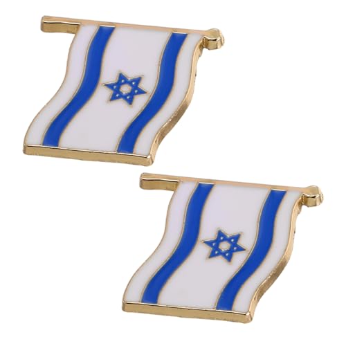 HANABASS 2 Stück Israelische Flagge Anstecknadeln für Männer und Frauen Partydekoration Nationales Abzeichen Metalllegierung Souvenir Pin Kreatives Erinnerungsabzeichen für Feiern von HANABASS