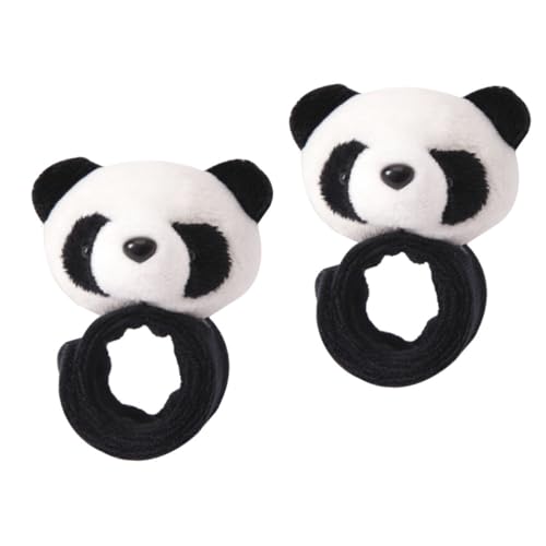 HANABASS 2 Stück Plüsch Panda Slap Armbänder Cartoon Design Weiche Stoffarmbänder für Bequeme Verstellbare Handgelenkband Partyzubehör von HANABASS