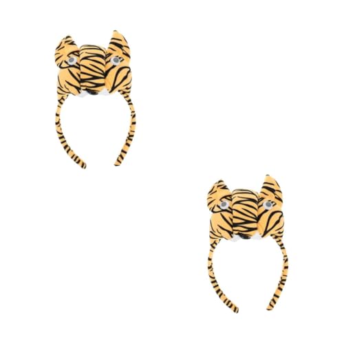 HANABASS 2 Stück Plüsch Tiger Haarreif mit Tigerohren Langlebiges Tierkostüm Stirnband für Zoo Party Foto Requisiten und Bühnenauftritte Robustes Tierhaarschmuck Mädchen Damen von HANABASS