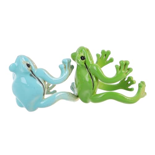 HANABASS 2 Stück Verstellbarer Froschring Damen Offener Schmuck Lustiger Tier Fingerring Grün Blau Komfortabel Einstellbar von HANABASS