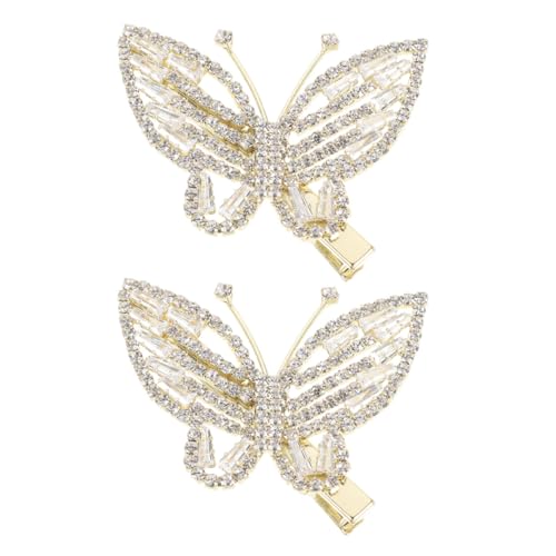 HANABASS 2 Stück Vintage Schmetterling Haarklammern Elegante Metall Haarspangen Damen Retro Süßer Stil Glitzernde Dekorative Clips Für Frauen Mädchen Festliche Accessoires von HANABASS