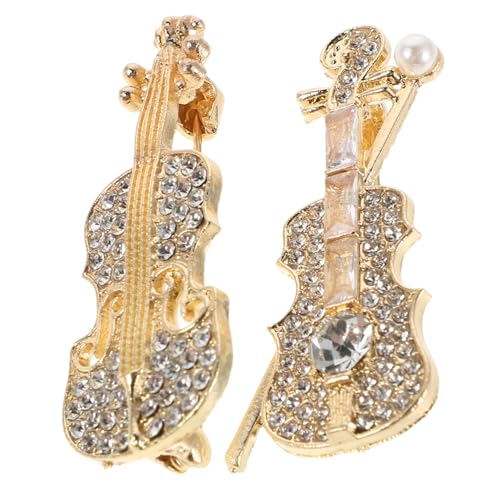 HANABASS 2 Stück Violin Brosche Musik Schmuck Leicht Tragbar Künstlerisch Violin Anstecker für Kleidung Schals Kleider für Musikliebhaber von HANABASS