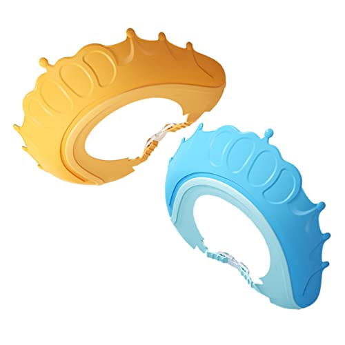 HANABASS 2 Stück Wasserdichte Duschhaube Verstellbar Haarwaschschutz Schutzkappe für Junge Mädchen Augen und Ohren Beim Baden und Haarewaschen Blau und Gelb von HANABASS