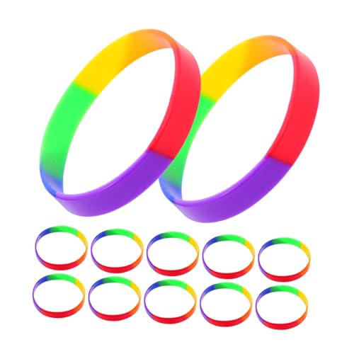HANABASS 20 Stück Bunte Silikonarmbänder Teens Pride Armbänder Regenbogenfarben Flexibel Bequem Vielseitig für Paraden Festivals Veranstaltungen von HANABASS