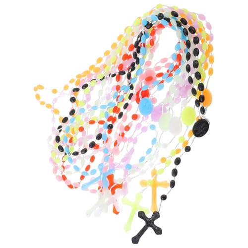 HANABASS 20stücke Kreuzkette Aus Kunststoff Mit Leuchtendem Anhänger Glow in Dark Kreuz Halskette Colliers Für Damen Und Teenager Modeschmuck Für Party Und Alltag von HANABASS