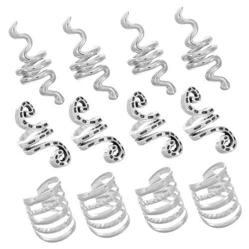 HANABASS 20 Stück Teiliges Metall Haarzubehör für Zöpfe und Dreadlocks Silberne Hohle Haarringe DIY Haarschmuck für Frauen Dekorative Haarclips für Partys Hochzeiten und Bühnenauftritte von HANABASS