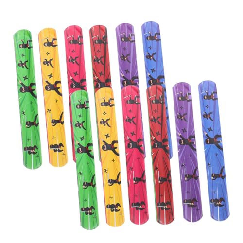 HANABASS 24 Stück Teiliges Ninja Slap Armband für Bunte Halloween Party Mitgebsel Sichere PVC Schnapparmbänder für Drinnen und Draußen Fördert Koordination und Spielspaß von HANABASS