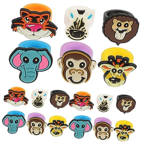 HANABASS 25 Stück Teiliges Bunte Waldtier Fingerringe aus Langlebigem PVC Lustige und Niedliche Party Ringe für Altersgruppen als oder Accessoire bei Feiern und Familienfesten von HANABASS
