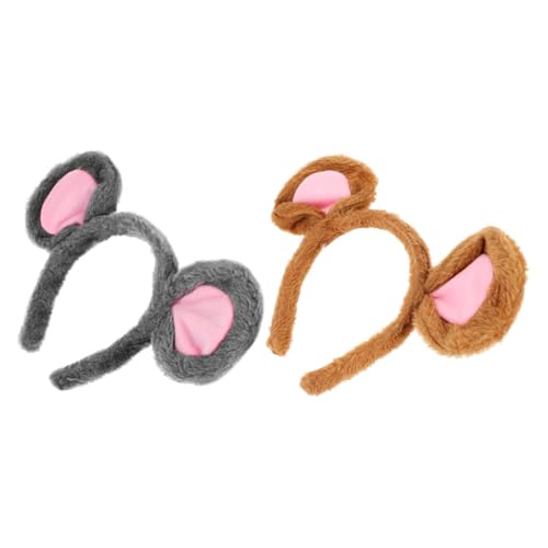 HANABASS 2stücke Mausohren-haarband Für Erwachsene Tierohren-stirnband Braun Maus-stirnband Für Cosplay Und Partys Bequemes Kopfschmuck-accessoire von HANABASS