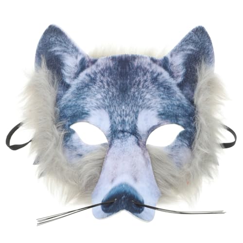 HANABASS 3D Wolf Maske für Halloween & Karneval Realistische Wolfsmaske für Erwachsene & Kinder – Gruselige Tierkopfmaske mit Atmungsaktivem Design Wiederverwendbare – Silber von HANABASS