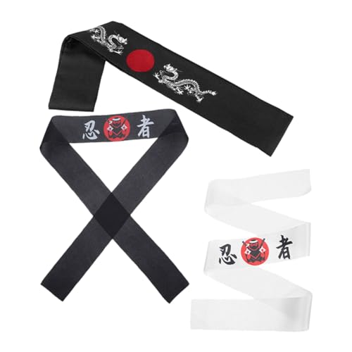 HANABASS 3stücke Japanisches Stirnband Für Karate Bequemes Design Traditionelle Muster Langlebig Für Sport Und Kostüme Geeignet Für Junge Mädchen Und Erwachsene von HANABASS
