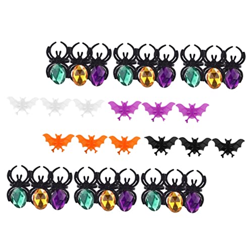 HANABASS 40 Stück Teiliges Halloween Ringset mit Fledermaus und Spinnenringen Flexible und Erwachsenenringe für Halloween Partydeko von HANABASS