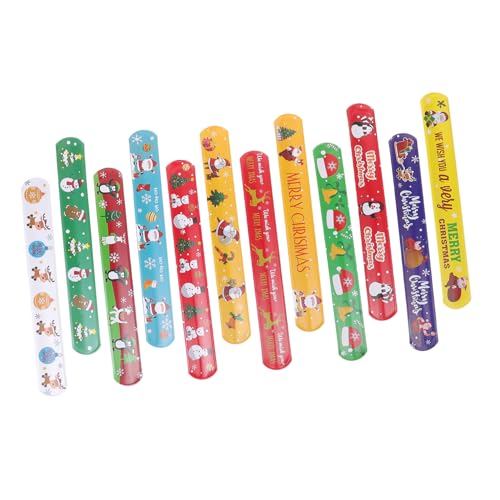 HANABASS 48 Stück Teiliges Weihnachts Schnapparmband Set für Leichte PVC Armbänder mit Niedlichen Cartoon Motiven Hautfreundlich und Flexibel als Partygeschenk und Mitgebsel für von HANABASS