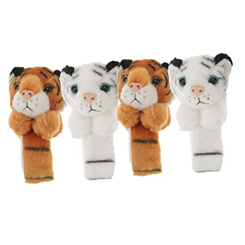 HANABASS 4stücke Slap Armband Stofftier Plüsch Junge Mädchen Partygeschenk Slap Armbänder Tier Bänder Junge Mädchen Armbänder Spielzeug Tiger Armband Tiere Zum Umarmen von HANABASS