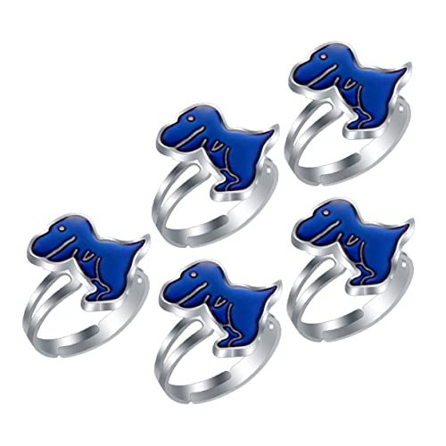 HANABASS 5Stücke Tragbare Dinosaurier Stimmungsringe für Kinder Verstellbare Farbwechselringe Zarter Kinderschmuck Fingerringe für Mädchen und Jungen von HANABASS