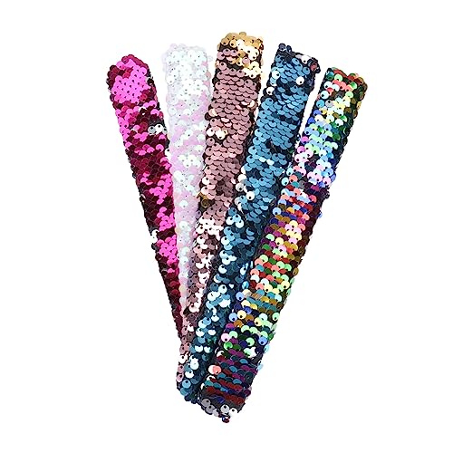 HANABASS 5 Stücke Kinder Slap Armbänder Meerjungfrau Pailletten Spielzeug Armband Dekoration für Partys und Basteln von HANABASS
