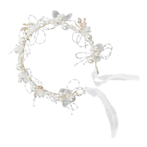 HANABASS Blumenkranz Haarschmuck für Mädchen Perlenschmuck Haarband für Hochzeiten und Geburtstagsfeiern Leicht und Angenehm zu Tragen Fotorequisiten für Fröhliche Anlässe von HANABASS