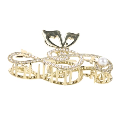 HANABASS Große Haarklammer Schmetterling mit Musiknoten und Künstlichen Perlen Metallische Haarspange für Damen Robustes Design Geeignet für Alltag und Festliche Anlässe von HANABASS