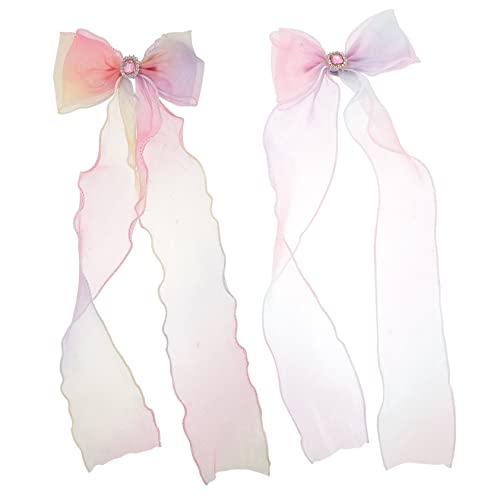 HANABASS 2 Stück Haarschleifen Für Mädchen Bogen Haarnadeln Mit Schleife Haarschmuck Accessoires Rosa Und Gelb Für Dickes Glattes Oder Lockiges Haar von HANABASS