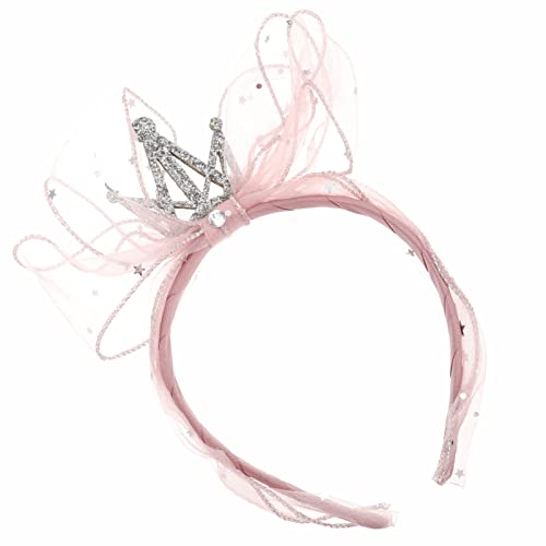 HANABASS Mädchen Krone Haarband mit Großem Schleifen Design Süßes Haaraccessoire für Fotoshootings und Partys Rosa Erhältlich von HANABASS