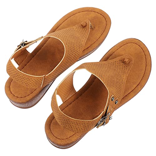 HANABASS Sommerliche Damen Sandalen Flach PU Rubber Lässige Keilabsatz Sandaletten Atmungsaktiv Rutschfest Für Alltag Strand von HANABASS