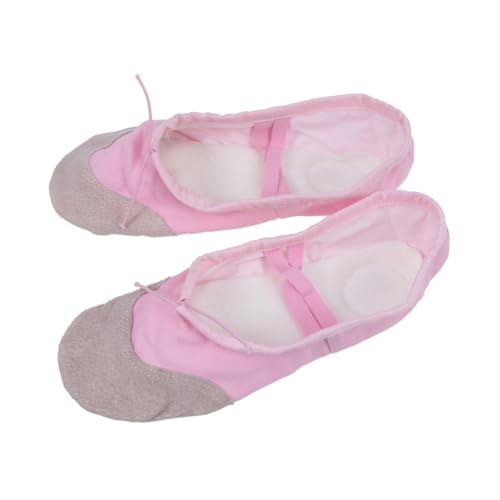 HANABASS rutschfeste Ballettschuhe aus Canvas mit Professioneller Sohle Elastischen Schnürbändern und Optimalem Zehenraum Langlebige Tanzschläppchen für Erwachsene Rosa von HANABASS